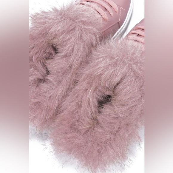Cape Robbin Denise Fur Trim Blush Pink Sneakers - Picture 3 of 6